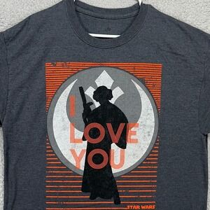 Disney Parks Hanes Mens Star Wars Leia Graphic T-Shirt XL Gray Short Sleeve Tee